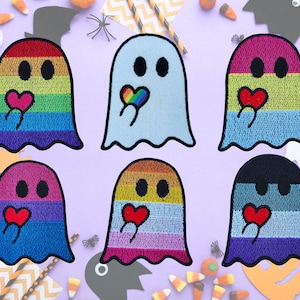 Pride Ghost with Heart,  LGBTQIA+ Embroidered Patch
