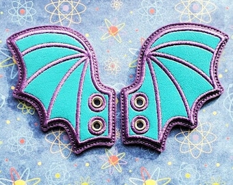 Vapor Wave Shoelace Wings 2.0 , Kawaii Spooky Shoe Accessory, Embroidered Vinyl Cute Boot Accent, Sneaker Lace Dragon Wings, Roller Skate