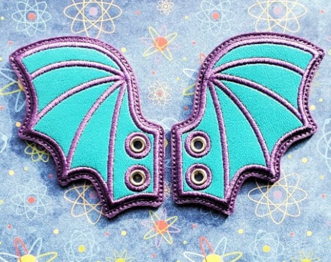 Vapor Wave Shoelace Wings 2.0 , Kawaii Spooky Shoe Accessory, Embroidered Vinyl Cute Boot Accent, Sneaker Lace Dragon Wings, Roller Skate