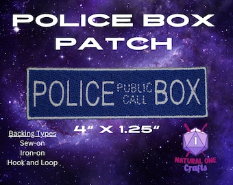 Police Public Call Box Patch Fully Embroidered, Science Fiction Badge, Alien Doctor Cosplay, Sci-Fi Television Show Fanart