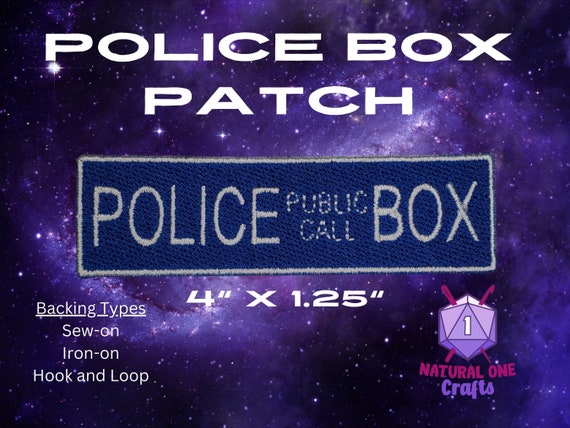 Police Public Call Box Patch Fully Embroidered, Science Fiction Badge, Alien Doctor Cosplay, Sci-Fi Television Show Fanart
