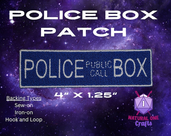 Police Public Call Box Patch Fully Embroidered, Science Fiction Badge, Alien Doctor Cosplay, Sci-Fi Television Show Fanart