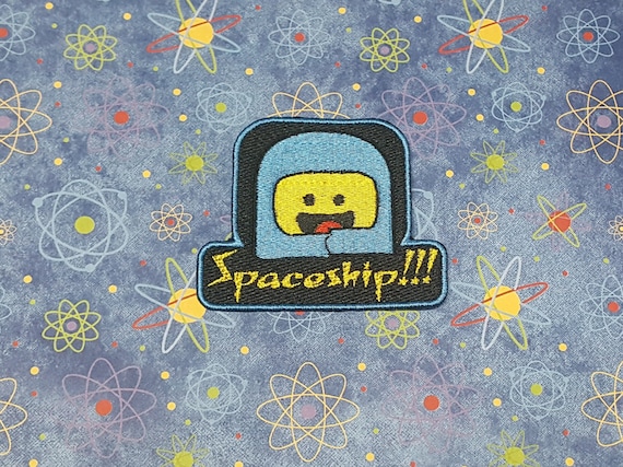 Spaceship Patch Fully Embroidered, Science Fiction Badge, Popular Toy Movie, Building Block Person, Space Emblem