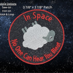 Space Sheep Morale Patch Embroidered Glittery Galaxy Felt, DnD Emblem, Alien Farm Animal Badge, Perfect Gift for Nerd