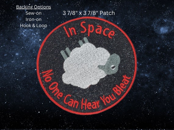 Space Sheep Morale Patch Embroidered Glittery Galaxy Felt, DnD Emblem, Alien Farm Animal Badge, Perfect Gift for Nerd