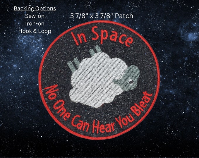 Space Sheep Morale Patch Embroidered Glittery Galaxy Felt, DnD Emblem, Alien Farm Animal Badge, Perfect Gift for Nerd