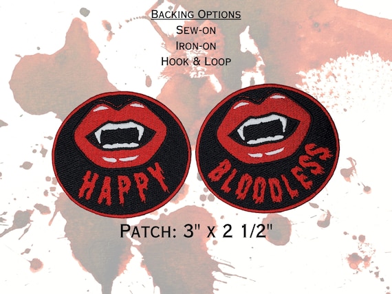 Happy/Bloodless Vampire Patch, Astarion-Inspired Popular RPG NPC Patches, Fully Embroidered Video Game Morale Patch