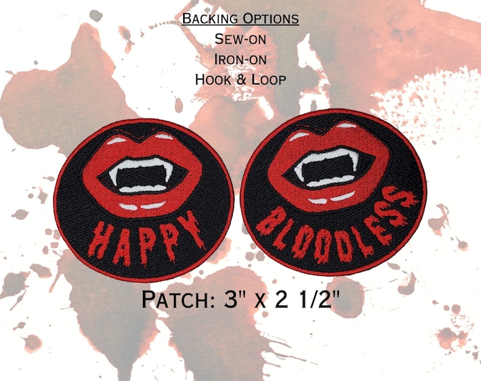 Happy/Bloodless Vampire Patch, Astarion-Inspired Popular RPG NPC Patches, Fully Embroidered Video Game Morale Patch