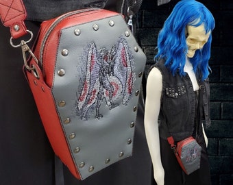 Mothman Rivet Faux leather Purse, crossbody bag.