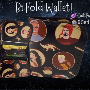 Portafoglio bifold da cowboy spaziale, portafoglio Steampunk con scomparti per carte, portafoglio fandom compatto realizzato in finta pelle di lunga durata