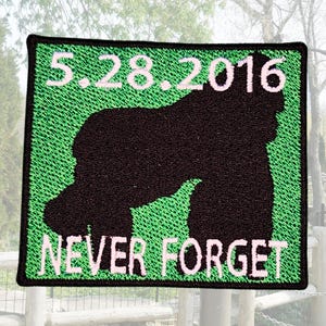 Harambe, parche "Nunca olvides", bordado de memes