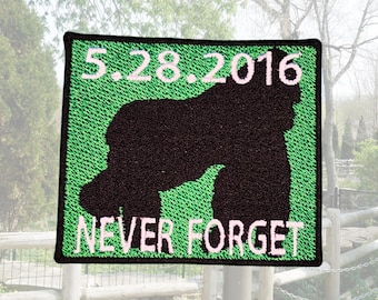 Gorilla, Never Forget Patch, Inspired by internet's favorite goirilla, RIP.