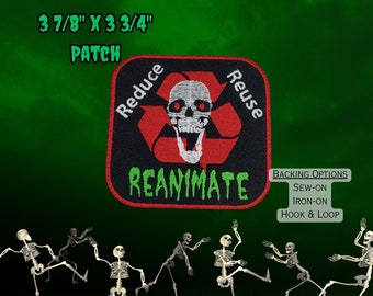 Reduce Reuse Recycle Necromancer Patch, Fully Embroidered DnD Meme Emblem, Metal-Inspired Undead Lord Morale Patch, Perfect Gift for Nerd
