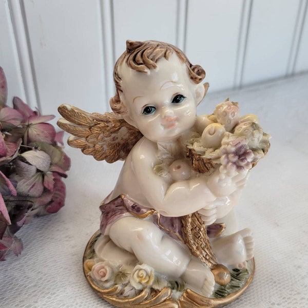 Vintage K's Collections Cherub Figurine, Cherub Decor, Shabby Chic Decor, Romantic Decor, Angel Decor