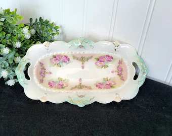 Antique M. Z. Austrian Porcelain Dish: Floral Shabby Chic Decor