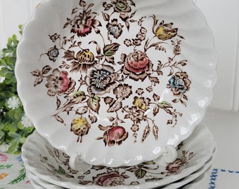 Johnson Brothers Staffordshire Bouquet Berry Bowls Dessert Bowls Fruit Sauce Bowls Brown Multicolor Floral