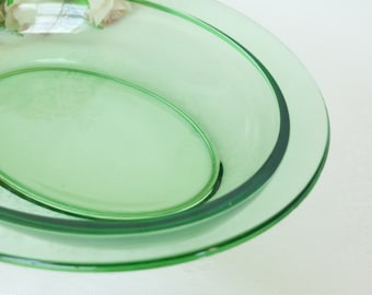 Fostoria Pioneer Light Green Oval Vegetable Bowl, Green Depression Glass Serving Bowl