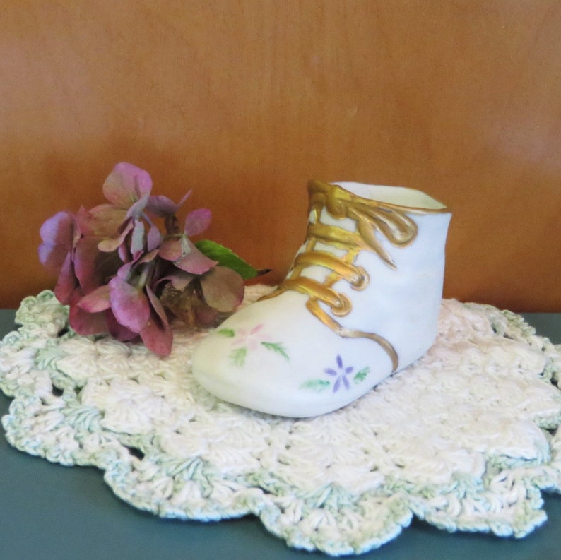 Vintage Porcelain Baby Shoe Figurine/ Shabby Cottage Chic Etsy