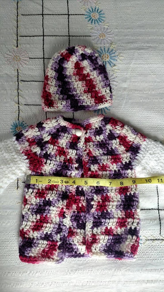 NEW VINTAGE Handmade Infant Sweater And Hat Set C… - image 5