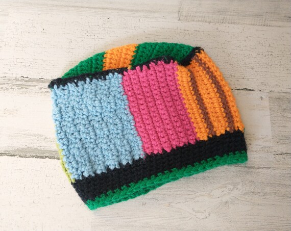 THE Coolest Patchwork Multi-Color Hand Knit Hat B… - image 5