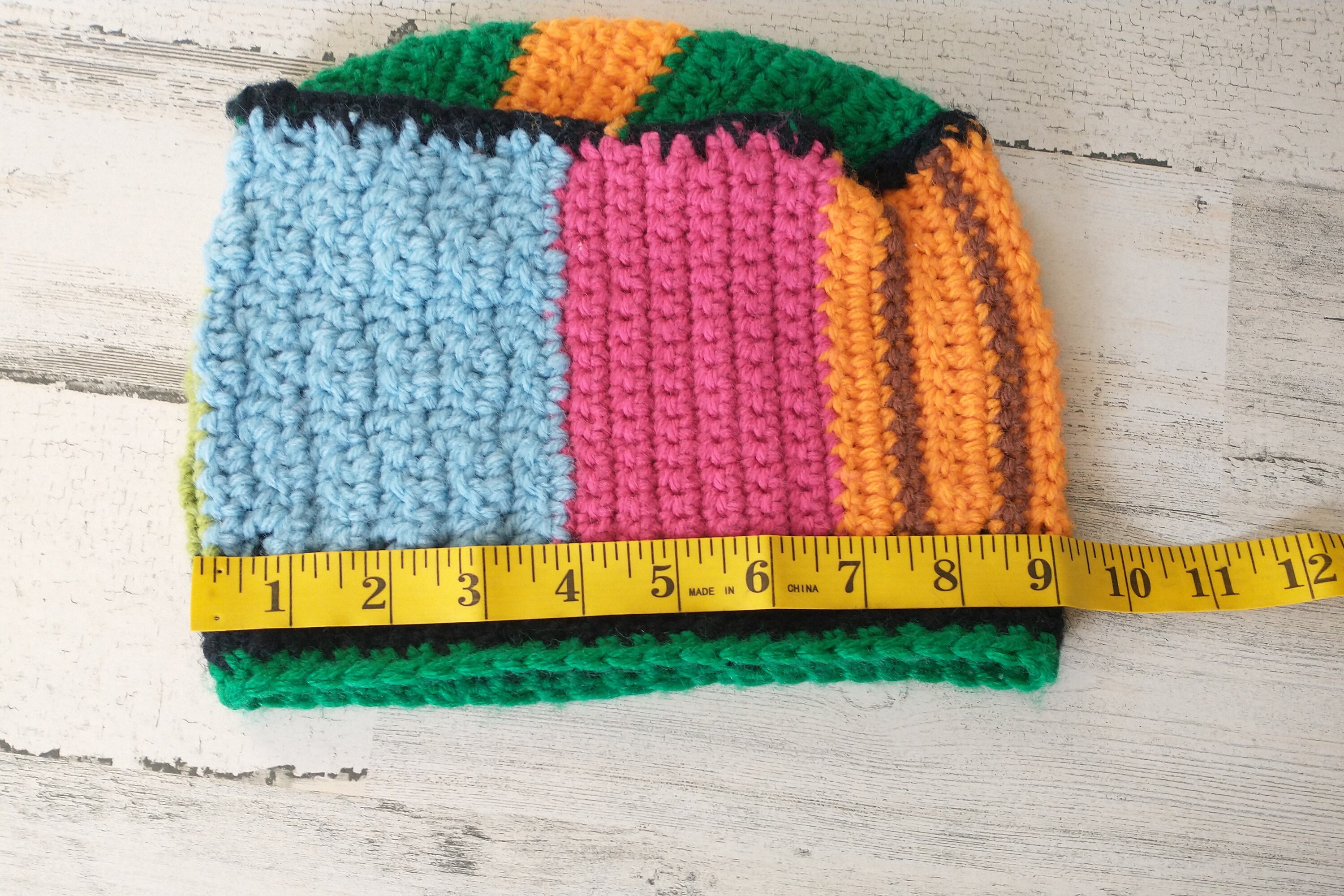 THE Coolest Patchwork Multi-color Hand Knit Hat Boho Hippie  display picture 1
