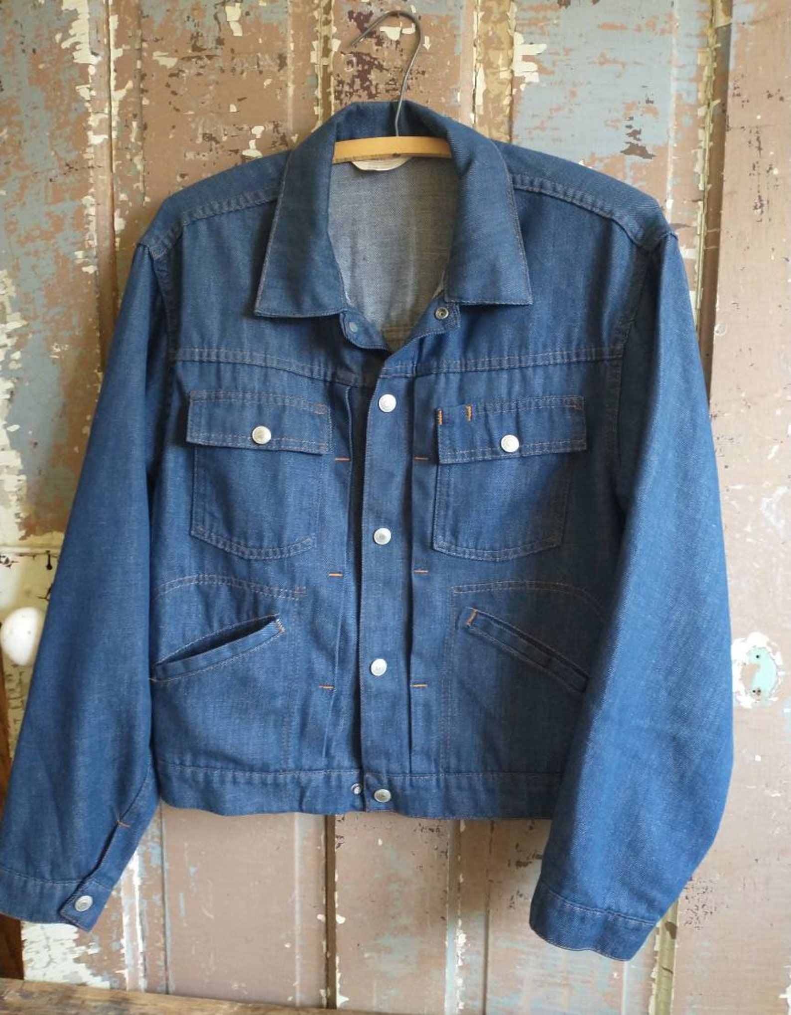 Vintage JCPENNEY Denim Jean Jacket Lightweight Indigo Blue | Etsy