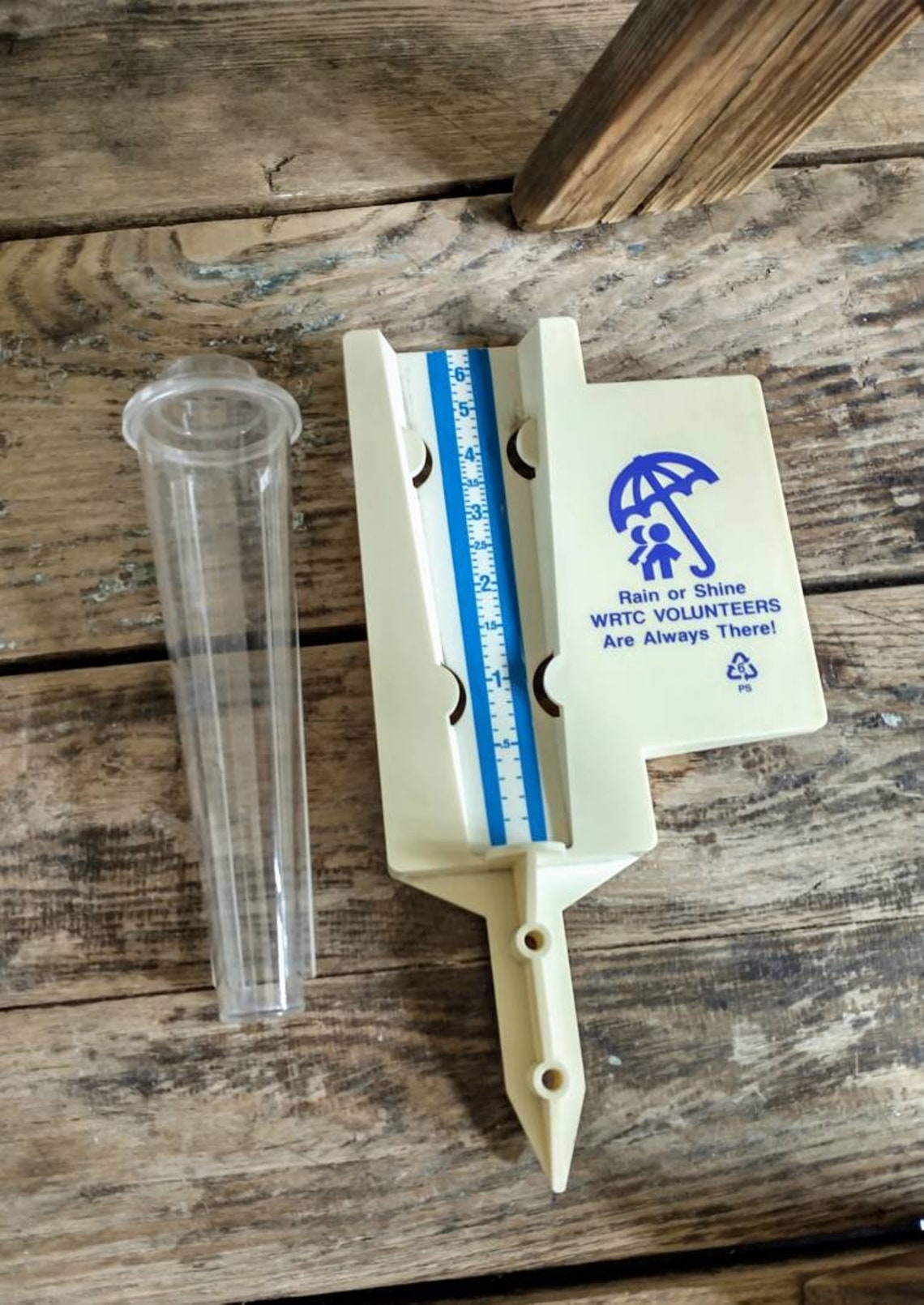 Vintage Rain Gauge WRTC VOLUNTEERS Umbrella Graphic Plastic Etsy