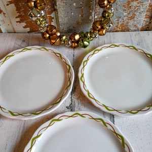 Vintage Restaurant Ware SET Of 5 Dinner PLATES 9 3/4&quot; Mayer China Beaver Falls PA Ravelle Design Green Brown