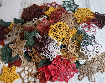 Vintage Crochet Snowflake Ornaments Starched Handmade Christmas Tree Lot of 12 