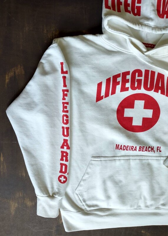 Vintage LIFEGUARD Hooded Sweatshirt Madeira Beach… - image 2