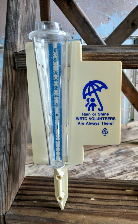 Vintage Rain Gauge WRTC VOLUNTEERS Umbrella Graphic Plastic Etsy