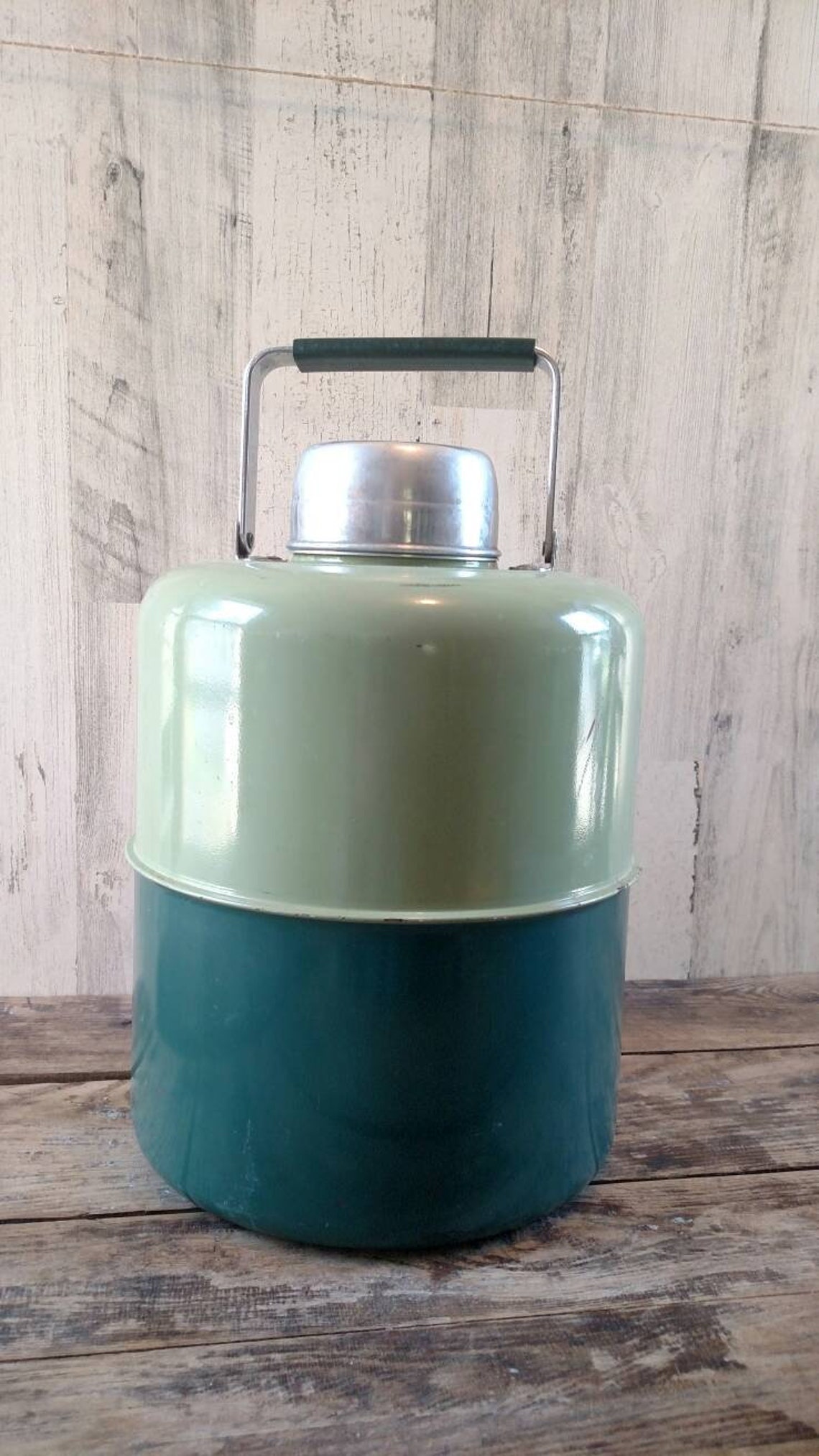Large Vintage Camping THERMOS Water Drink Storage Two Tone Etsy