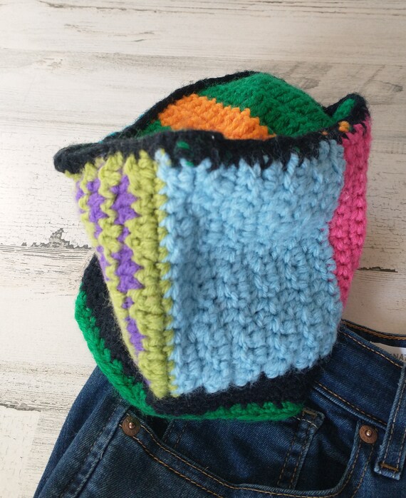 THE Coolest Patchwork Multi-Color Hand Knit Hat B… - image 3