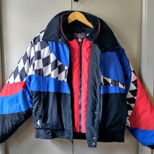 Vintage POLARIS Snowmobile Jacket Thermolite Plus Size Large Black Blue Red White CLEAN EXC!