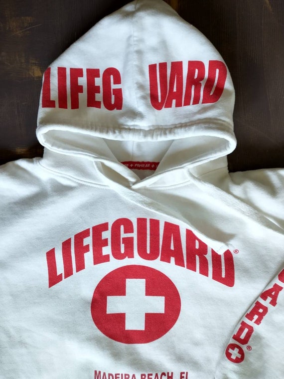 Vintage LIFEGUARD Hooded Sweatshirt Madeira Beach… - image 7