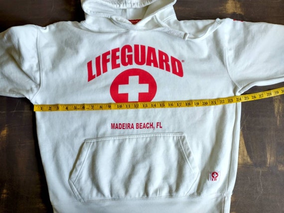 Vintage LIFEGUARD Hooded Sweatshirt Madeira Beach… - image 6