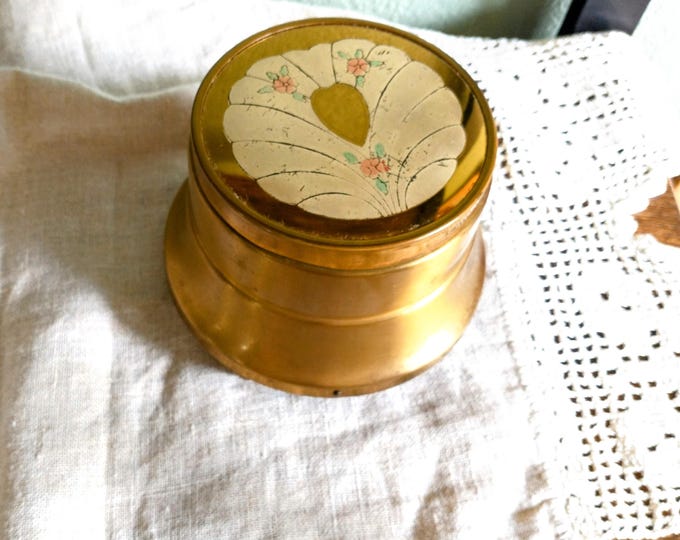 Musical Powder Box Musical Powder Box 1930's Brass Footed Music Box Wind up Heart on Top ...