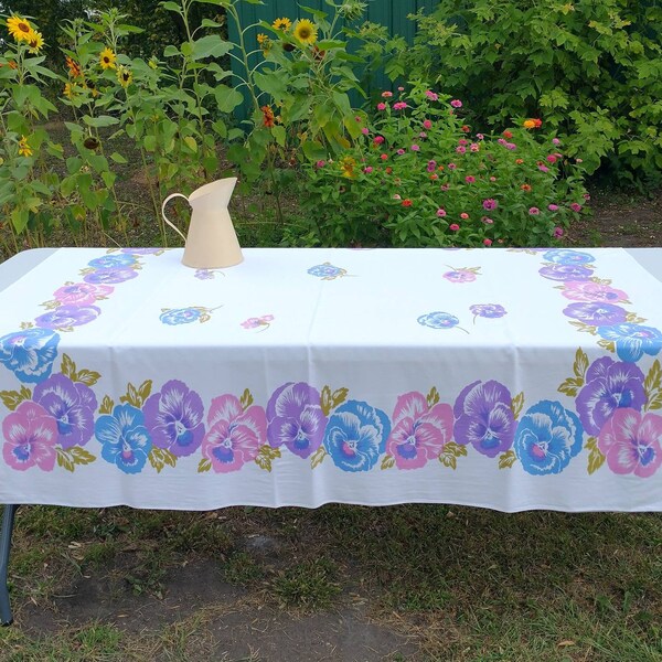 California Hand Prints Vintage Tablecloth Etsy