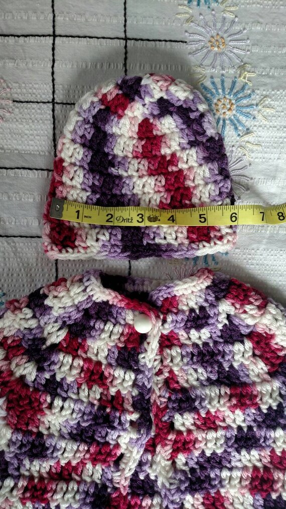 NEW VINTAGE Handmade Infant Sweater And Hat Set C… - image 6