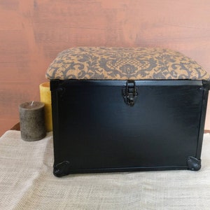 Vintage TRUNK Padded Storage Sewing Toy Box Footstool Upcycled Treasure Keepsake Chest Made In U.S.A.
