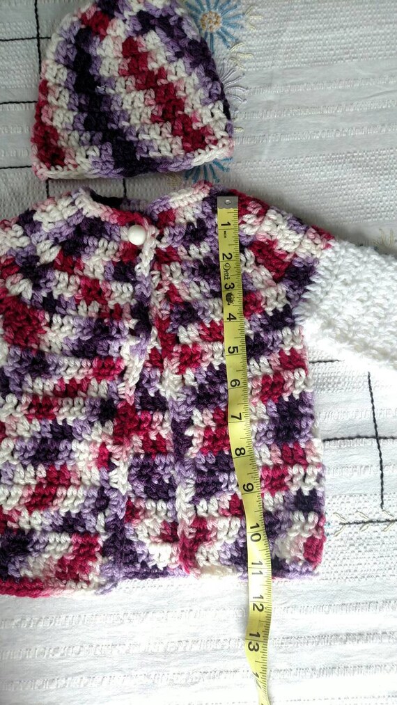NEW VINTAGE Handmade Infant Sweater And Hat Set C… - image 4