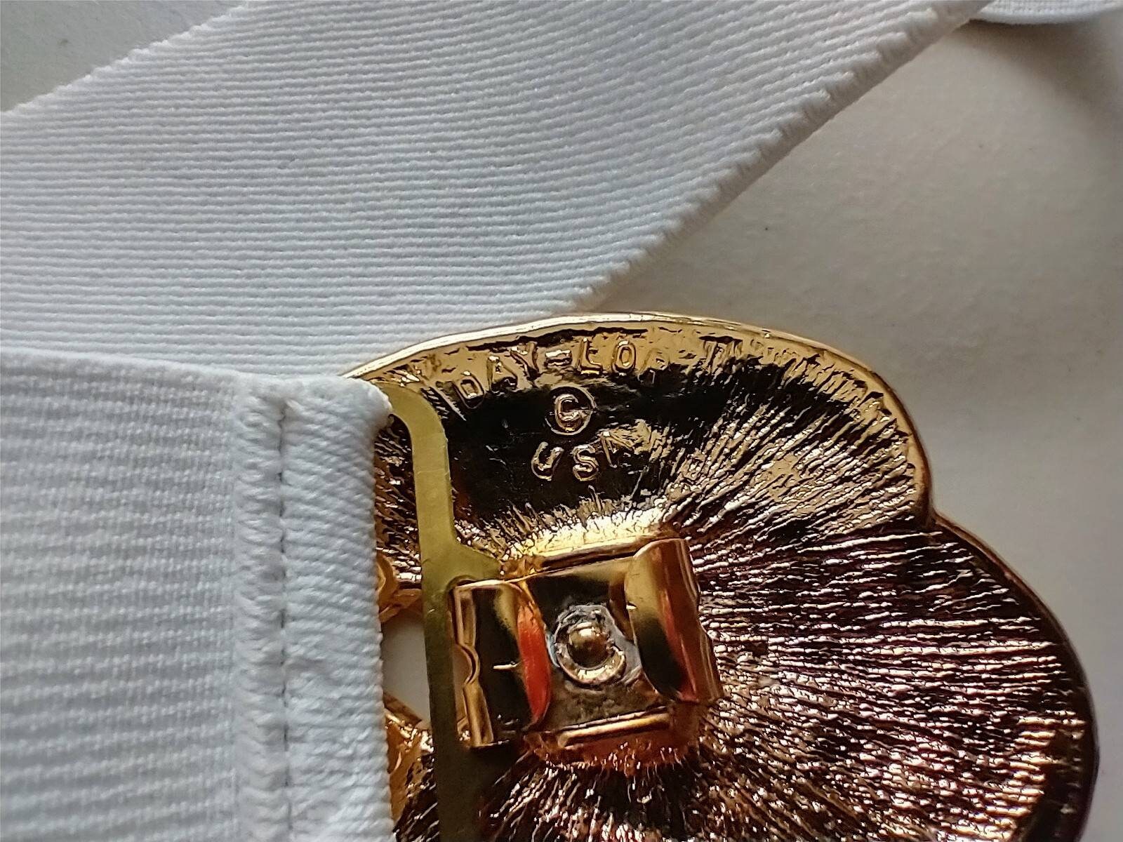 Day Lor Vintage Enamel Stretch Belt White & Yellow W/gold  display picture 3