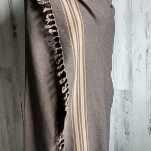 Large Woven Cotton Wrap Shawl Sarong Earth Tones Stripe & Solid New Old Stock (D1)