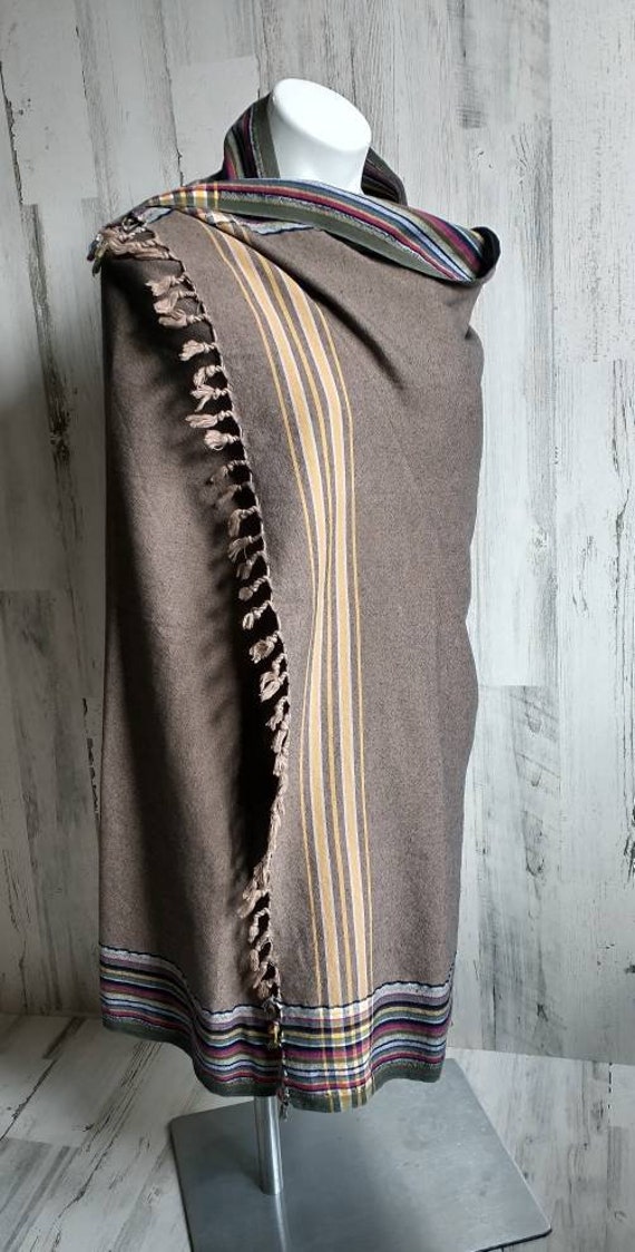 Large Woven Cotton Wrap Shawl Sarong Earth Tones … - image 1