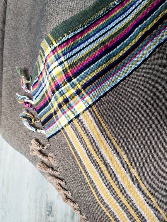 Large Woven Cotton Wrap Shawl Sarong Earth Tones … - image 5