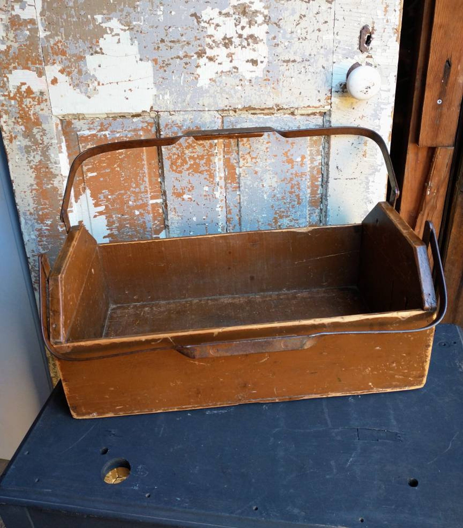 Vintage Antique Wood Tool Box Rustic Carpenter's Work Tote Etsy