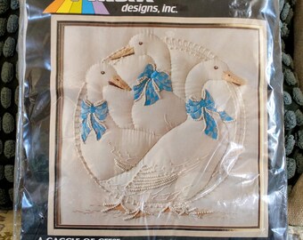 A Gaggle Of Geese Needlework Kit Candlewicking Project Vintage 1983 Horizons Designs (B3)