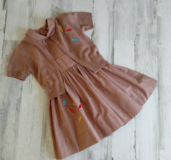 Vintage Girl's Cotton Dress With Matching Appliqu… - image 4