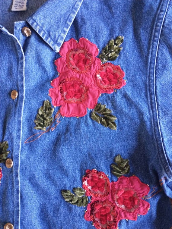TANTRUMS Women's Vintage Denim Jacket Embellished… - image 8