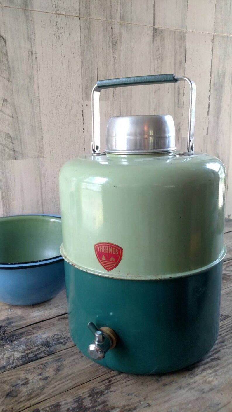 Large Vintage Camping THERMOS Water Drink Storage Two Tone Etsy